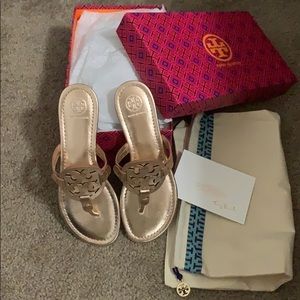 NWT Tory Burch Rose Gold Metallic Miller Sandals